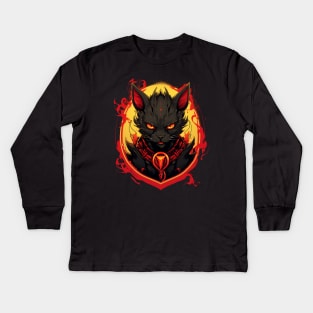 Dark Devil cat Kids Long Sleeve T-Shirt